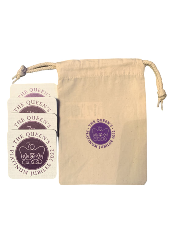 Platinum Jubilee Natural Cotton bag with 4 coasters