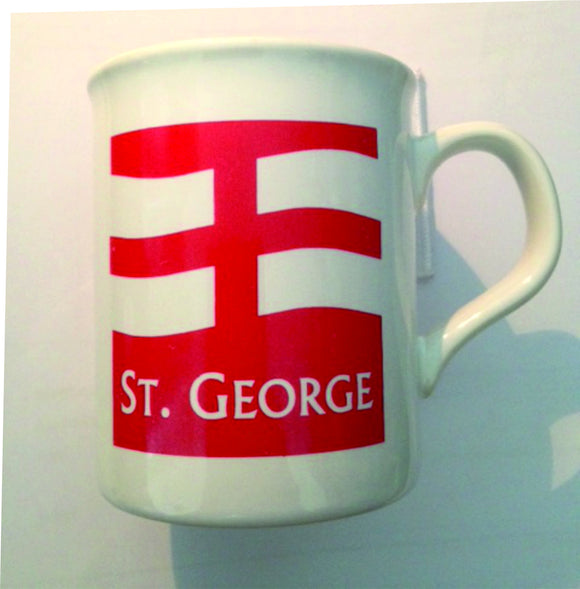 White earthenware mug, printed with an England St George logo