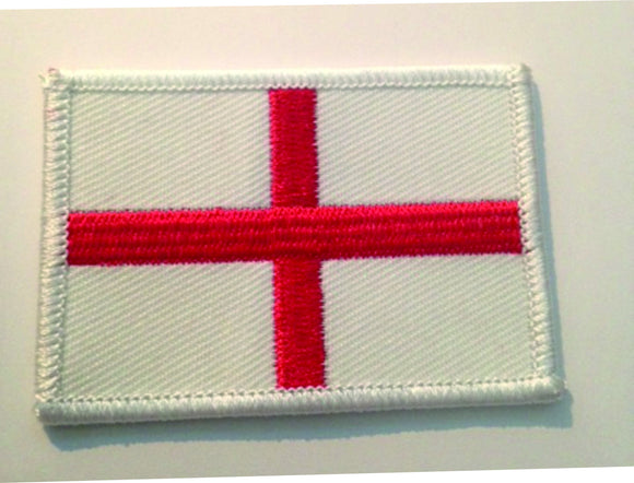 Jacket patch featuring the corss of St George.  Red on white. Overlocked edge