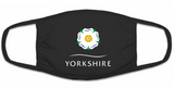 Black cotton 3-ply facemask, featuring the Yorkshire Rose