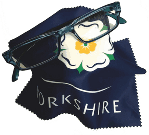 Microfibre cloth printed with the Yorkshire Rose, for cleaning spectacles, sunglasses, camera lens, phone screens etc.