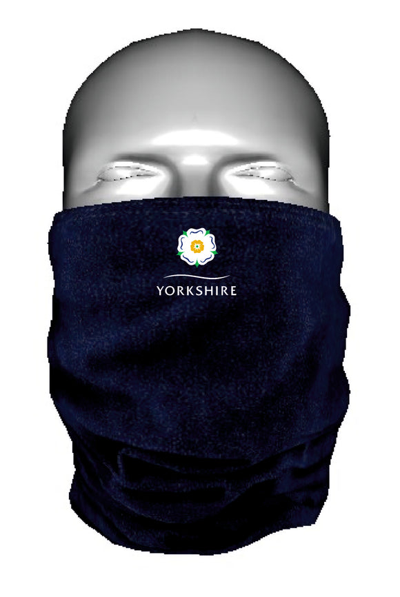Microfleece multi use Morf neckwarmer. Embroidered with the Yorkshire Rose. Can be used as a face mask.