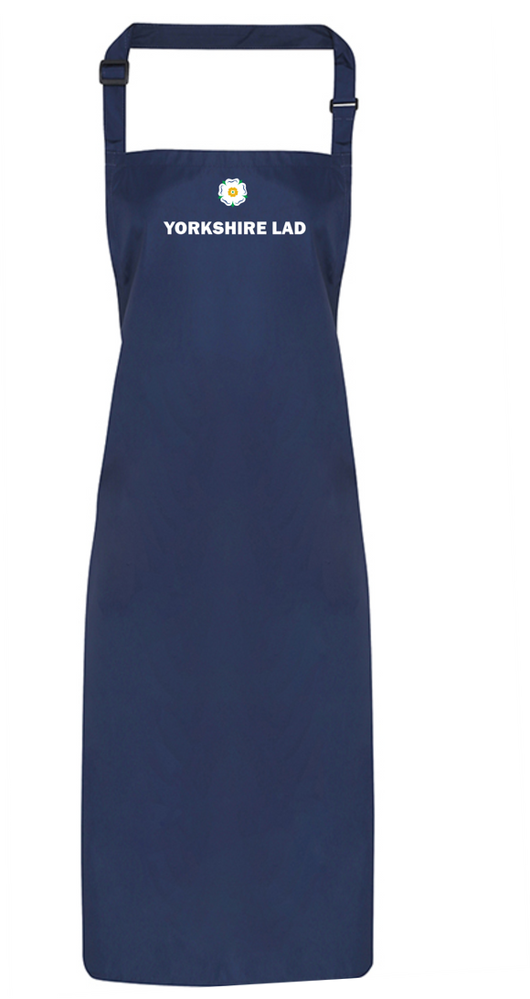 New!  Navy Full Length Apron, printed with the White Rose and YORKSHIRE LAD