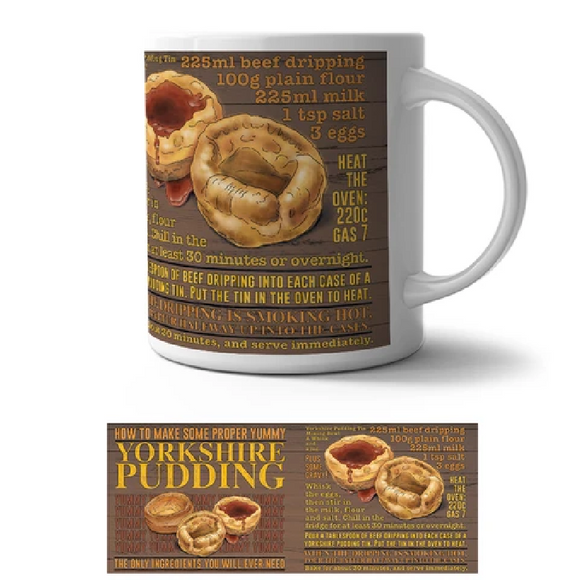 Mug with Yorkshire Pudding recipe printed on