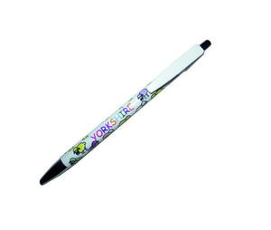 Ballpen printed with a wrap around design of colourful Yorkshire sheep