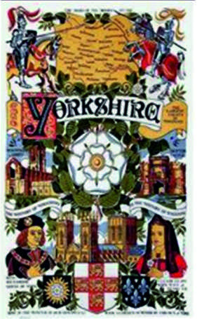 Cotton t/towel with a historical design about  Yorkshire
