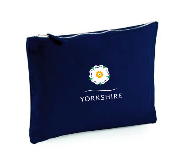 Yorkshire Rose Canvas Zipped Navy Pouch