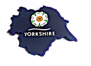 Yorkshire Magnet.  3-D Magnet with raised layers showing an outline map of Yorkshire with the Yorkshire Rose