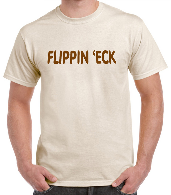 Natural cotton t/shirt, printed in Yorkshire Dialect to front in brown 