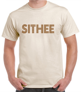 Yorkshire t.shirt in natural cotton, printed with a dialect phrase "Sithee"